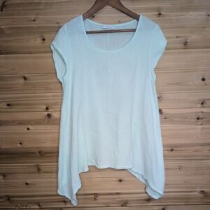 Bryn Walker Mint Green Cotton Gauze Sharkbite Hem Tunic Top Womens XS USA Made